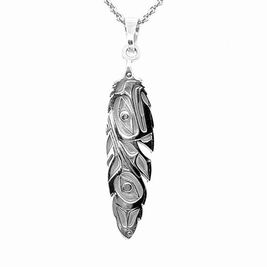 Pendant - Sterling Silver - Feather - Eagle & Hummingbird