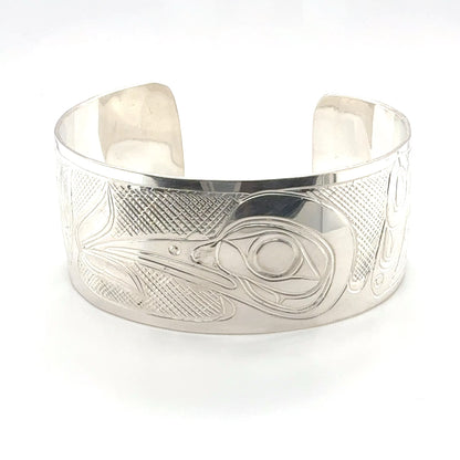 Bracelet - Sterling Silver - 1" - Hummingbird & Flower