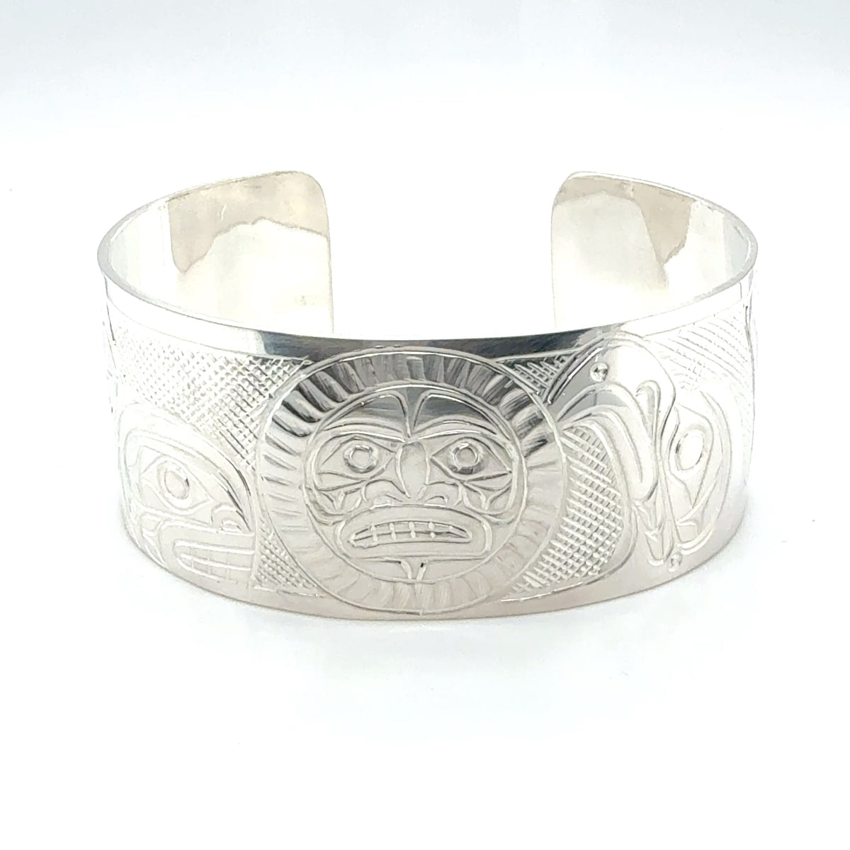 Bracelet - Sterling Silver - 1" - Orca, Moon, & Eagle