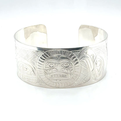 Bracelet - Sterling Silver - 1" - Orca, Moon, & Eagle