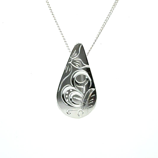 Pendant - Sterling Silver - Small - Teardrop - Butterfly