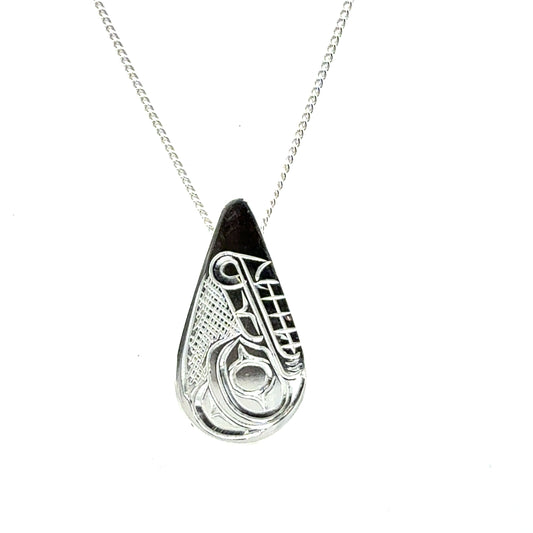 Pendant - Sterling Silver - Small - Teardrop - Wolf