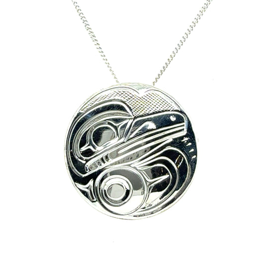 Pendant - Sterling Silver - Medium - Round - Raven