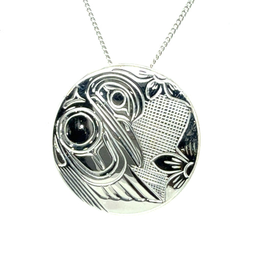 Pendant - Sterling Silver - Medium - Round - Hummingbird