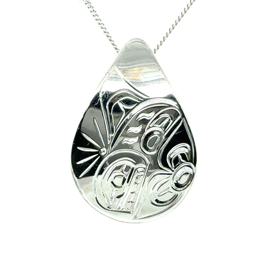 Pendant - Sterling Silver - Medium - Teardrop - Orca