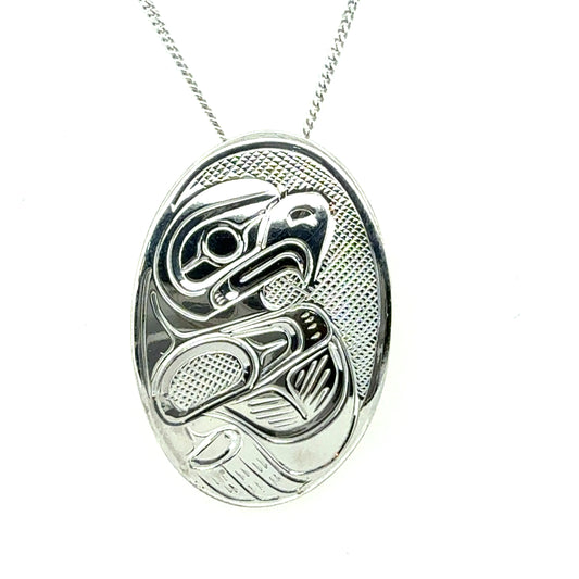 Pendant - Sterling Silver - Medium - Oval - Eagle