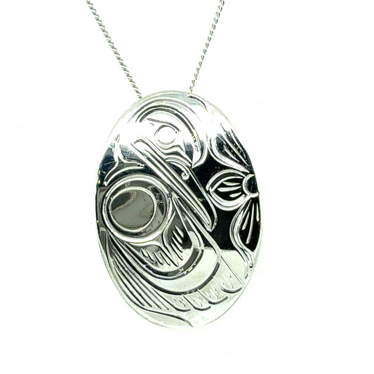 Pendant - Sterling Silver - Medium - Oval - Hummingbird
