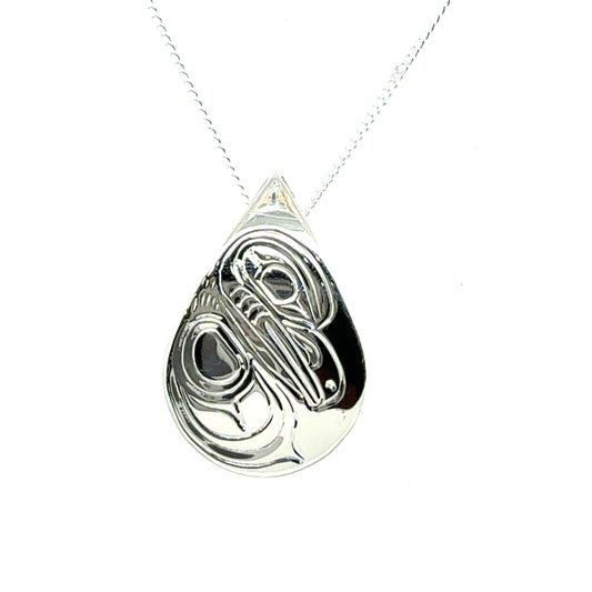 Pendant - Sterling Silver - Teardrop - Raven
