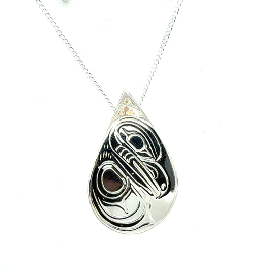 Pendant - Sterling Silver - Teardrop - Raven