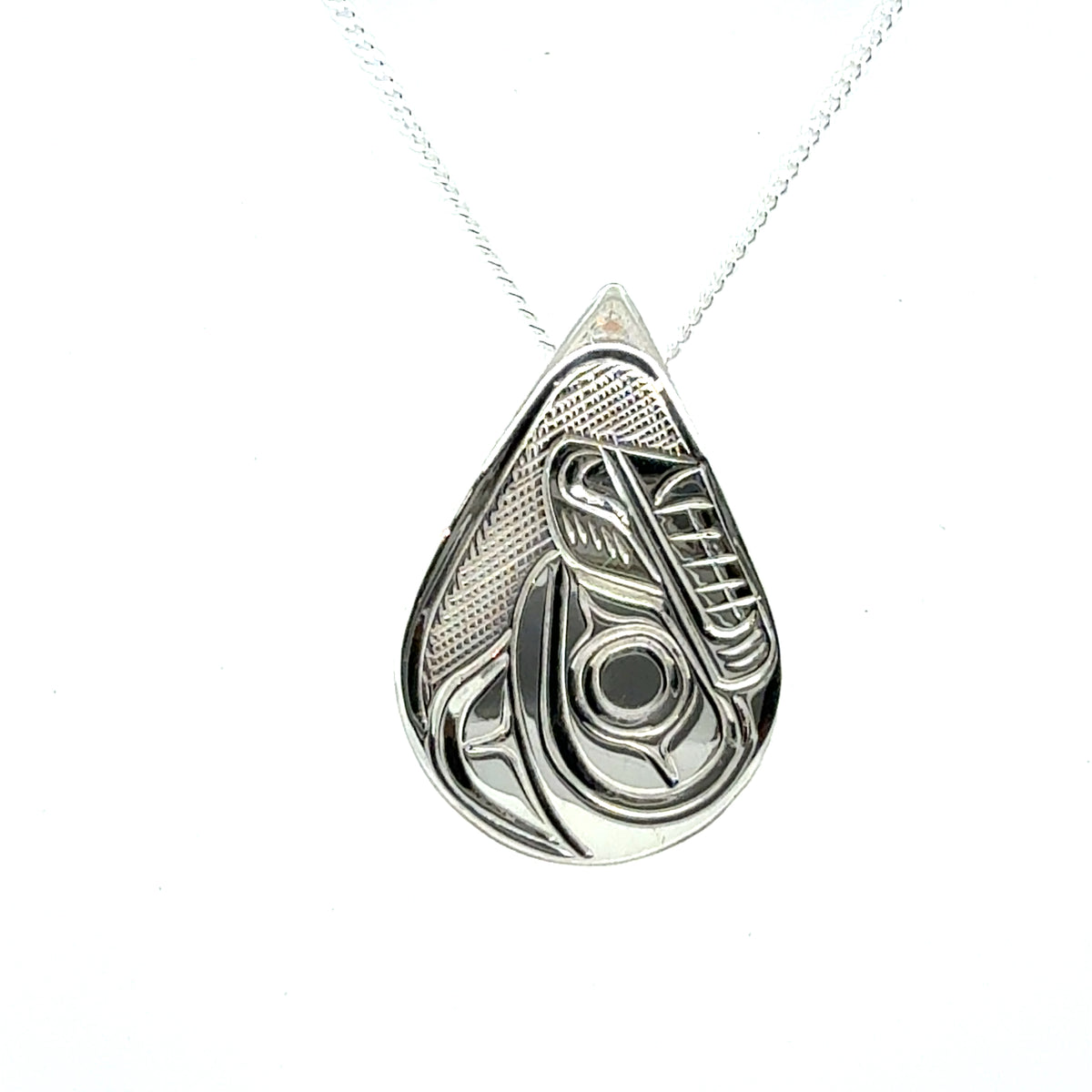 Pendant - Sterling Silver - Teardrop -  Bear