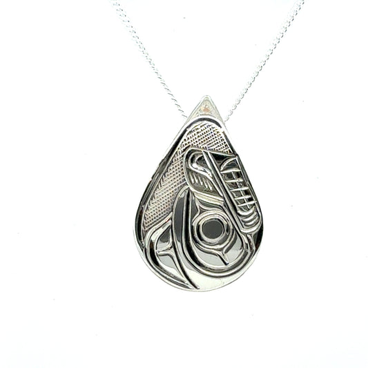 Pendant - Sterling Silver - Teardrop -  Bear