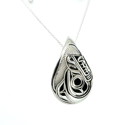 Pendant - Sterling Silver - Teardrop -  Bear
