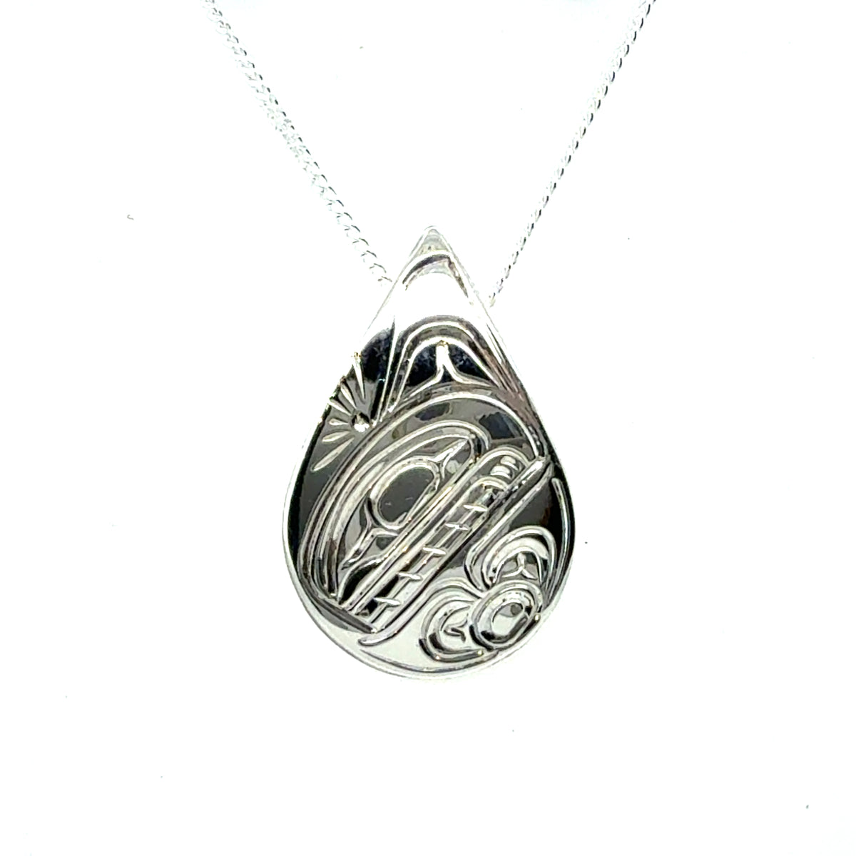 Pendant - Sterling Silver - Teardrop - Orca