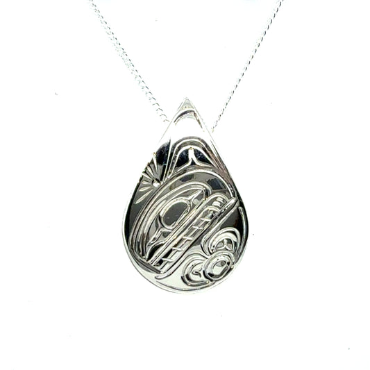 Pendant - Sterling Silver - Teardrop - Orca