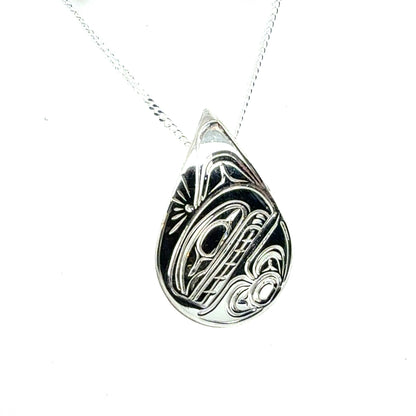 Pendant - Sterling Silver - Teardrop - Orca