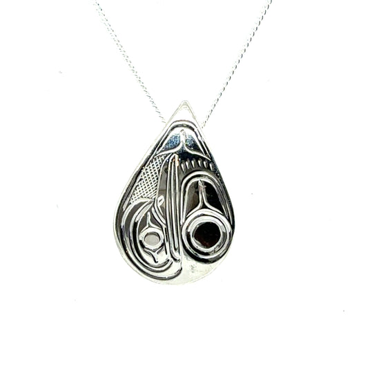 Pendant - Sterling Silver - Teardrop - Hummingbird