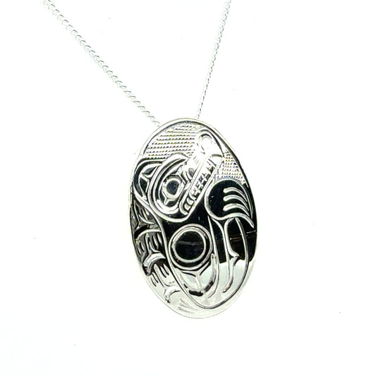 Pendant - Sterling Silver - Oval - Wolf