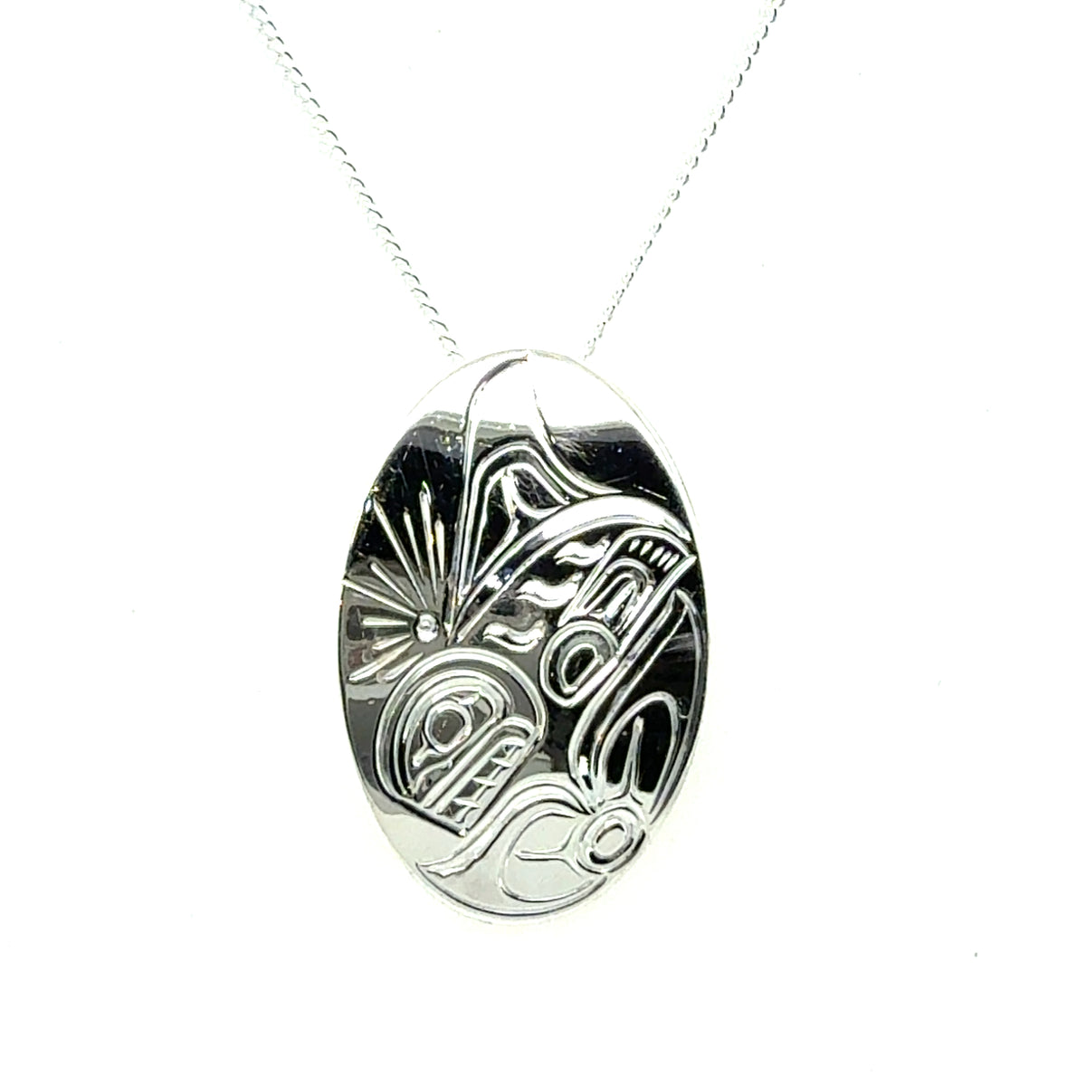 Pendant - Sterling Silver - Oval - Orca