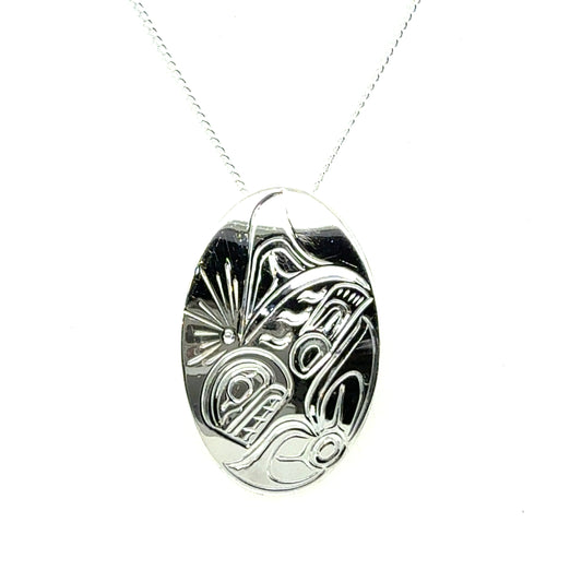 Pendant - Sterling Silver - Oval - Orca