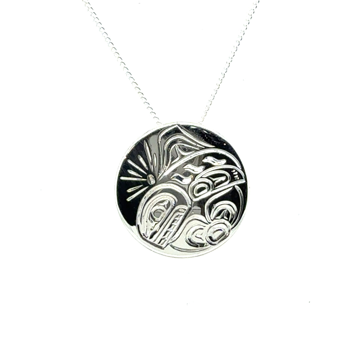 Pendant - Sterling Silver - Round - Orca
