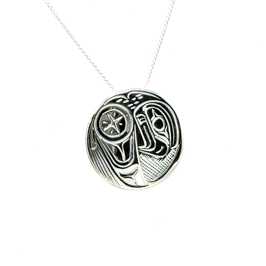 Pendant - Sterling Silver - Round - Eagle