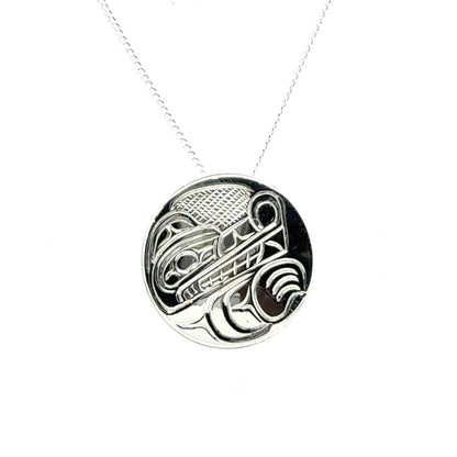 Pendant - Sterling Silver - Round - Wolf