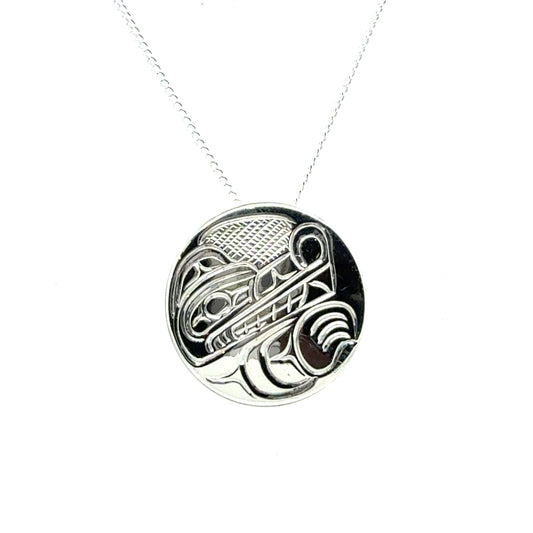 Pendant - Sterling Silver - Round - Wolf