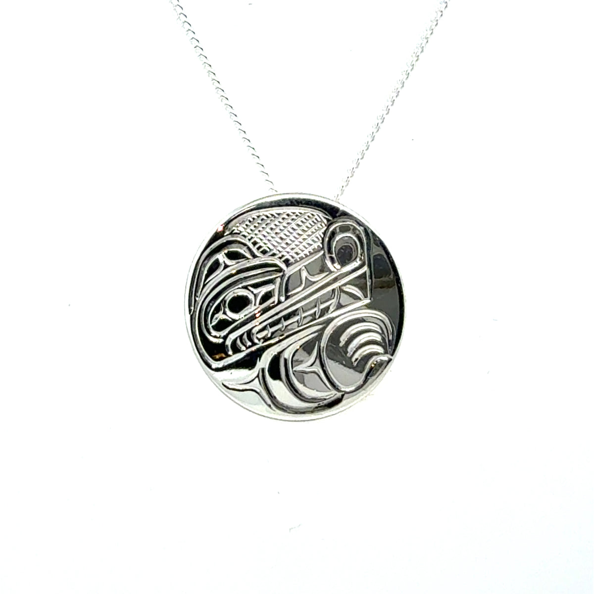 Pendant - Sterling Silver - Round - Wolf