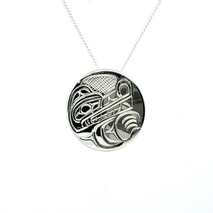 Pendant - Sterling Silver - Round - Wolf