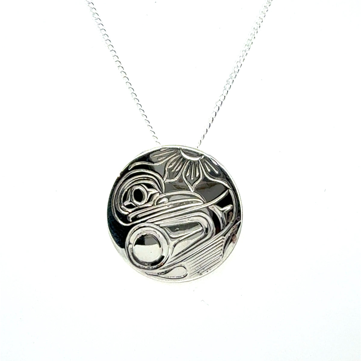 Pendant - Sterling Silver - Round - Hummingbird
