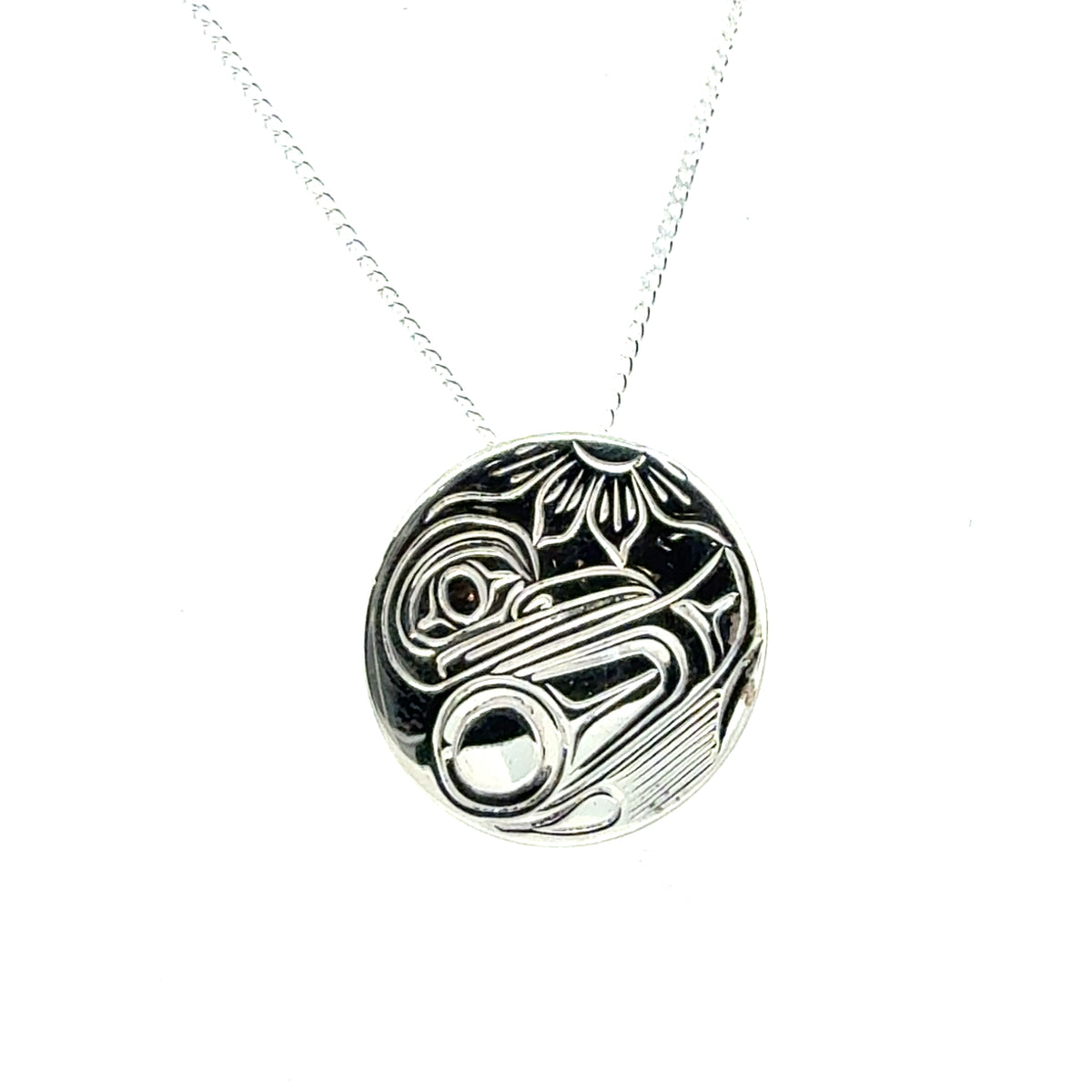 Pendant - Sterling Silver - Round - Hummingbird