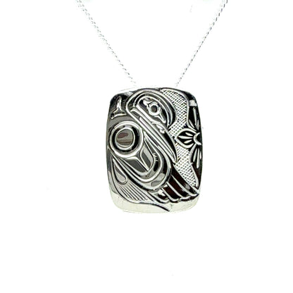 Pendant - Sterling Silver - Rectangle - Hummingbird