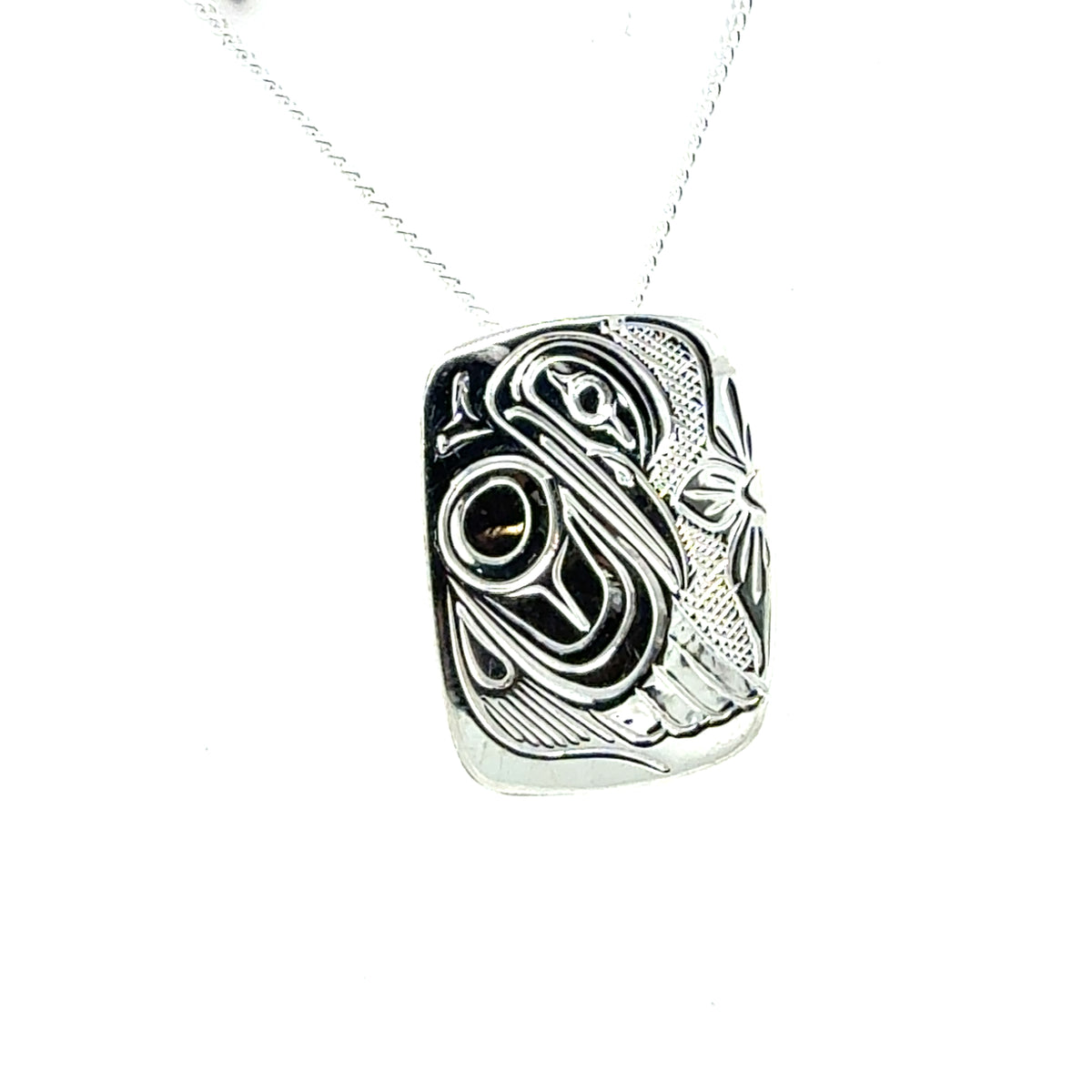 Pendant - Sterling Silver - Rectangle - Hummingbird