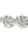 Cufflinks - Gold & Silver - Round - Raven