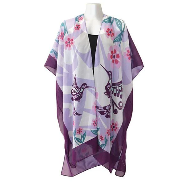 Sheer Wrap - Purple Hummingbirds