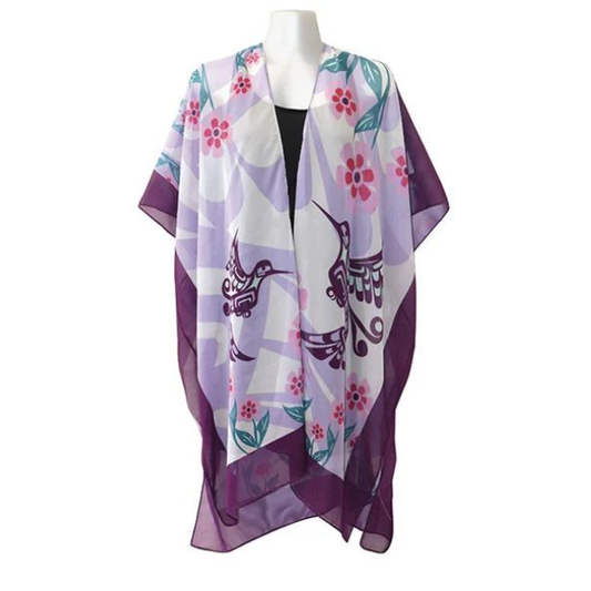 Sheer Wrap - Purple Hummingbirds