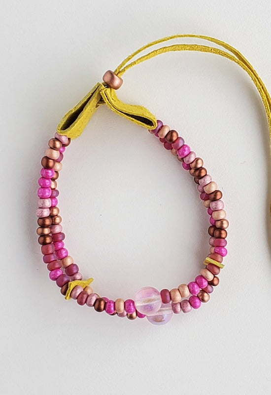Bracelet - Beaded - Magical - Pink & Copper