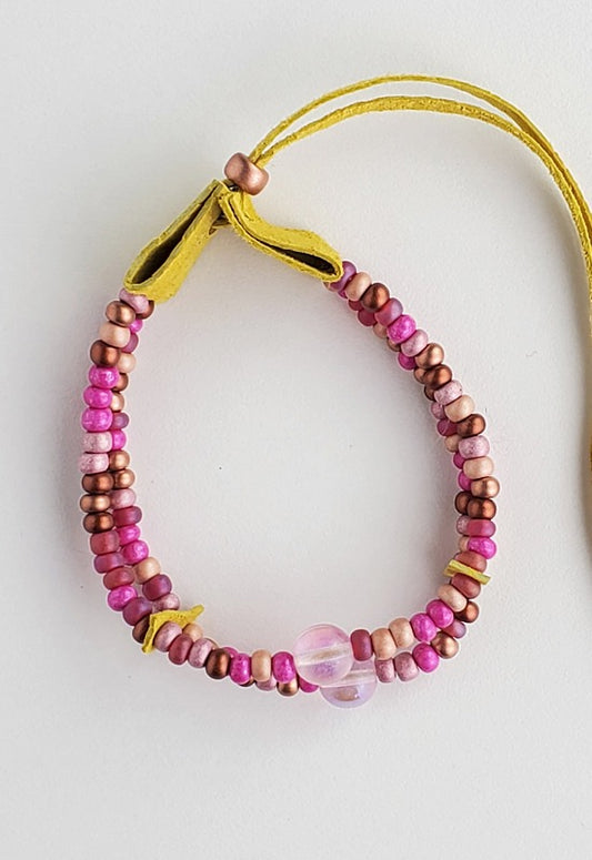 Bracelet - Beaded - Magical - Pink & Copper