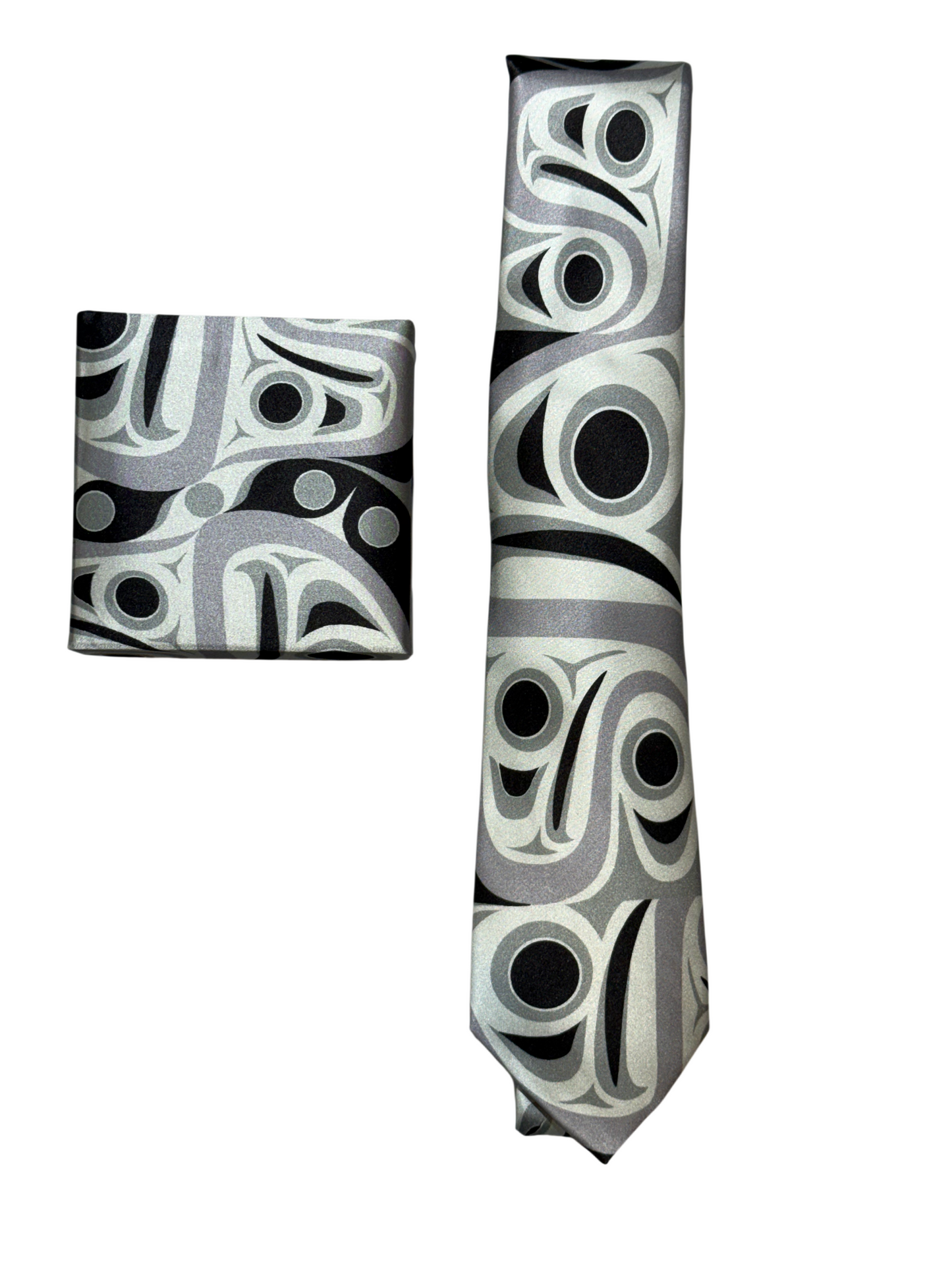 Tie - Silk - Salmon - Grey & Black