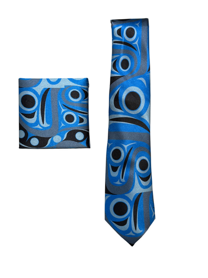 Tie - Silk - Salmon - Blue & Black