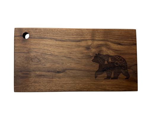 Serving Board - Canadian Walnut Wood - Flower Bear