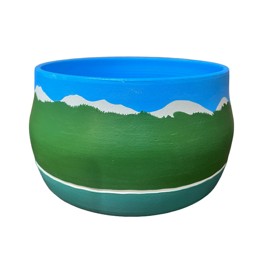 Ceramic Pot - Medium - Loon - Blue & Green