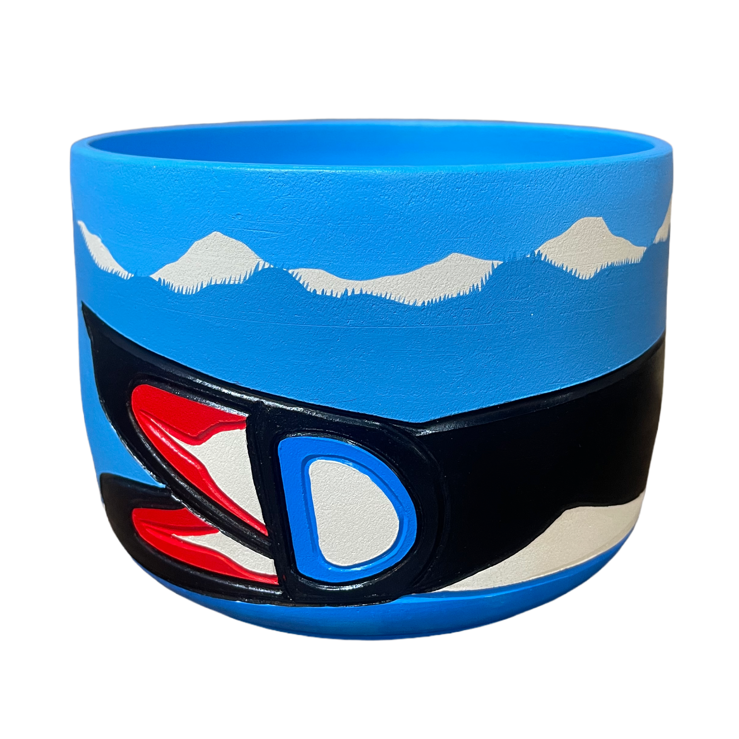 Ceramic Pot - Medium - Orca - Blue &amp; Black