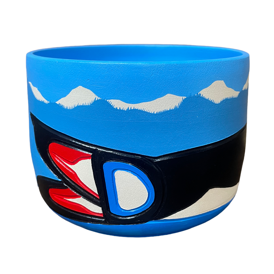 Ceramic Pot - Medium - Orca - Blue & Black
