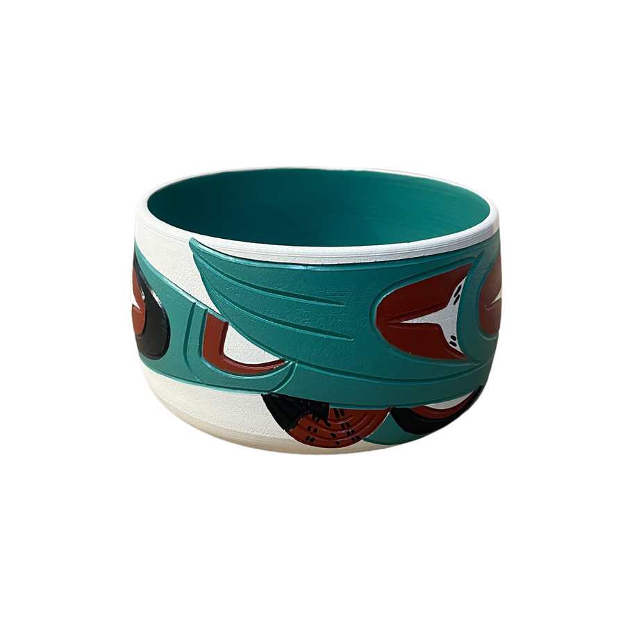 Ceramic Pot - Small - Hummingbird - Teal & Maroon
