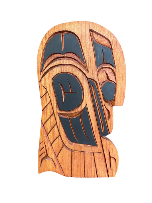 Wooden Plaque - Pine - 8" - Raven - Right Facing - Black