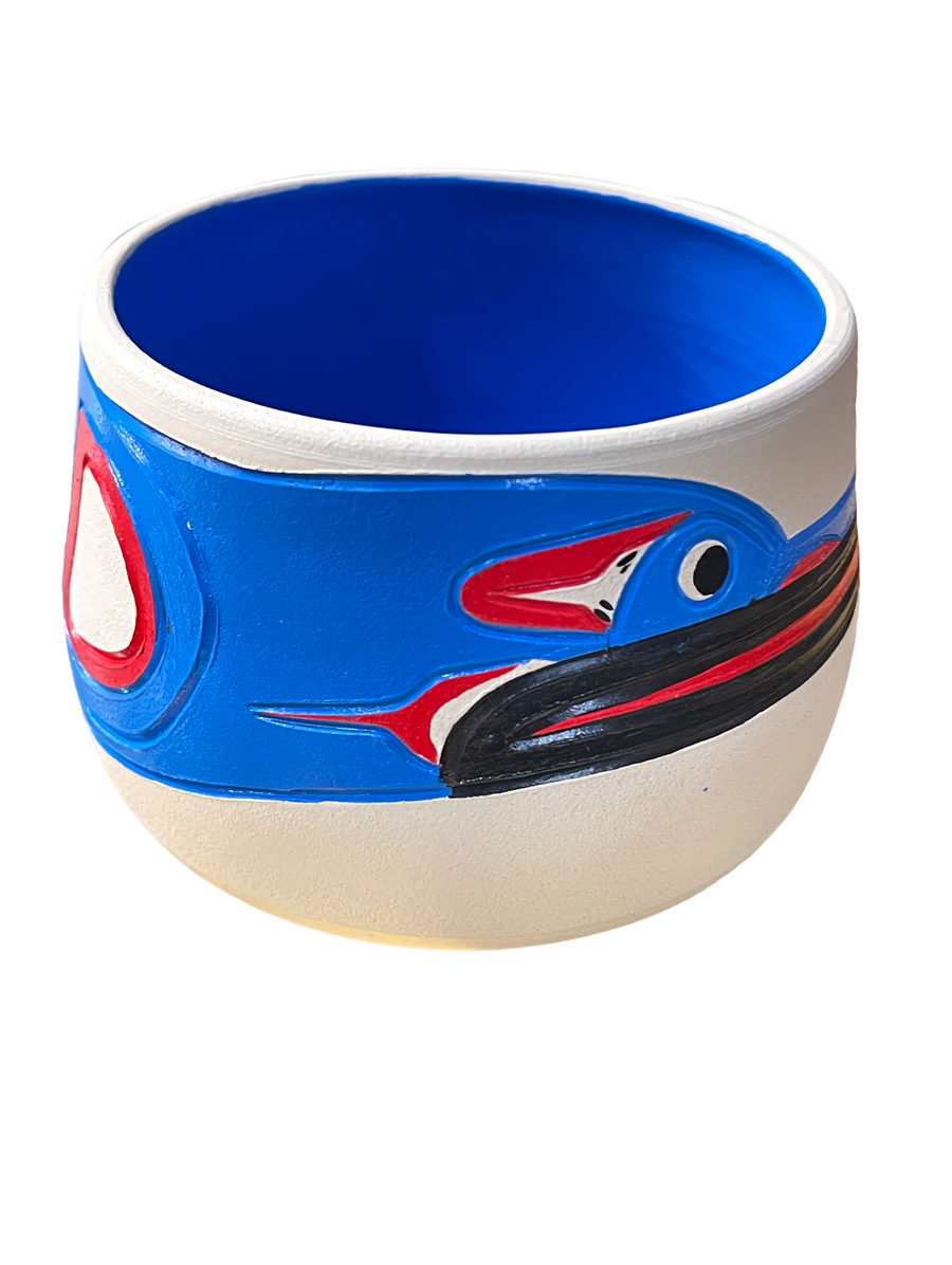 Ceramic Pot - Small - Hummingbird - Red & Blue
