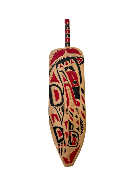 Wooden Plaque - Red Cedar - Feather - Bear & Salmon