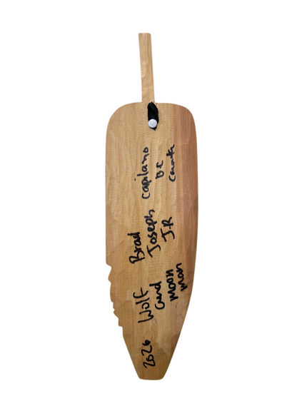 Wooden Plaque - Red Cedar - Feather - Wolf & Moon Man