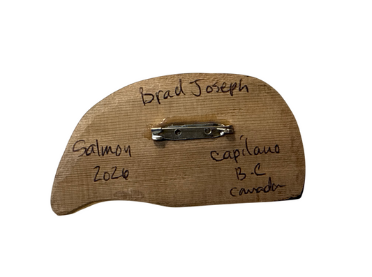 Wooden Brooch - Red Cedar - Salmon